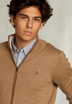 Fashion River Woods Custom fit merino cardigan met rits pyramid mix -