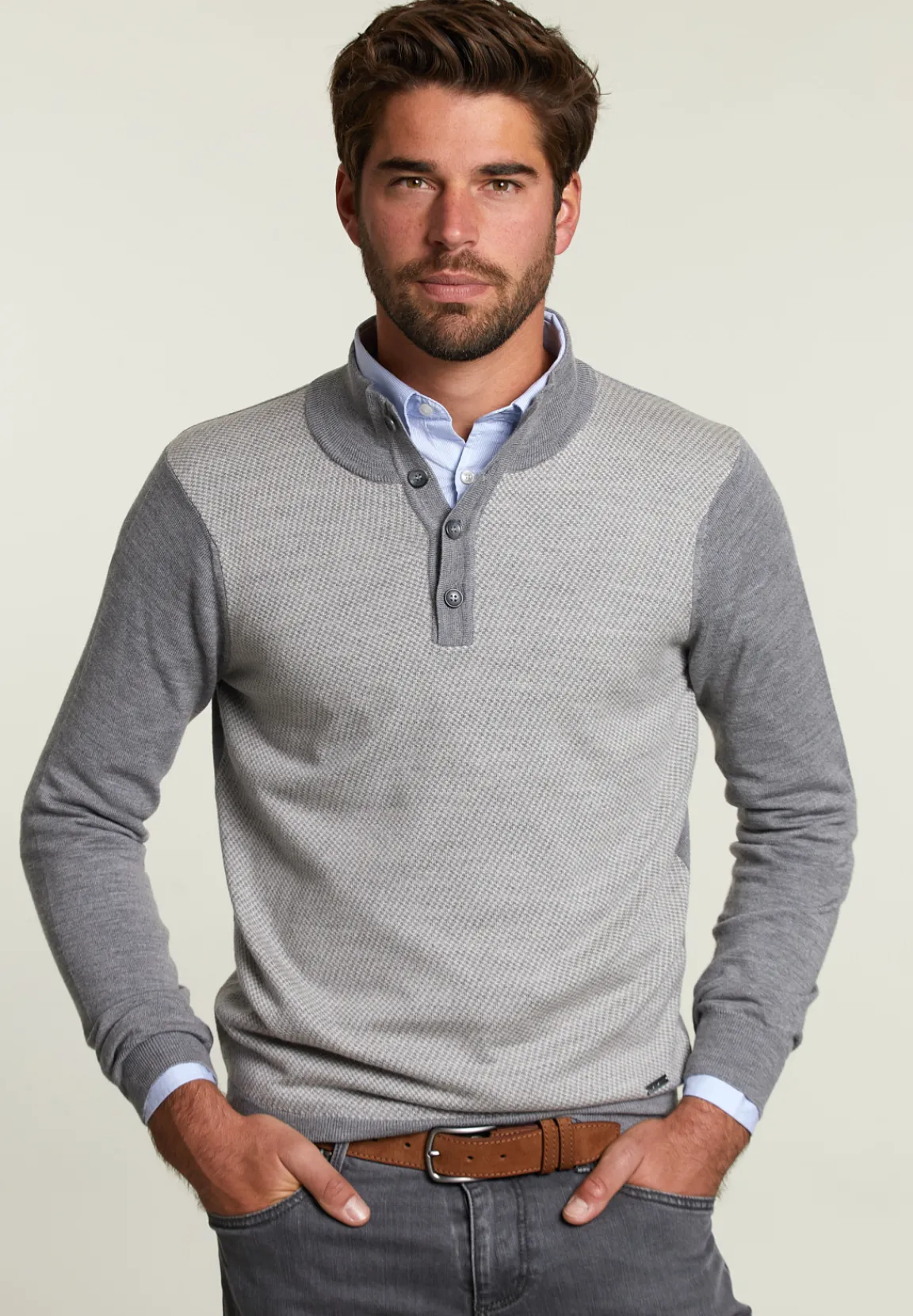 Hot River Woods Custom fit merino trui oxford mix -