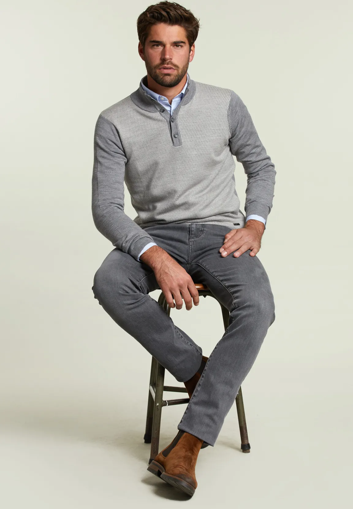 Hot River Woods Custom fit merino trui oxford mix -