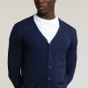 Outlet River Woods Custom fit merino V-hals cardigan navy -