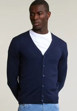 Outlet River Woods Custom fit merino V-hals cardigan navy -