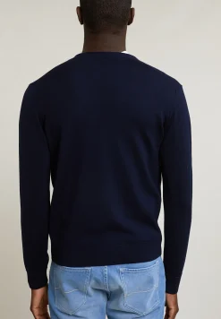 Outlet River Woods Custom fit merino V-hals cardigan navy -