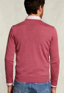 Discount River Woods Custom fit merino V-hals trui amaranth mix -