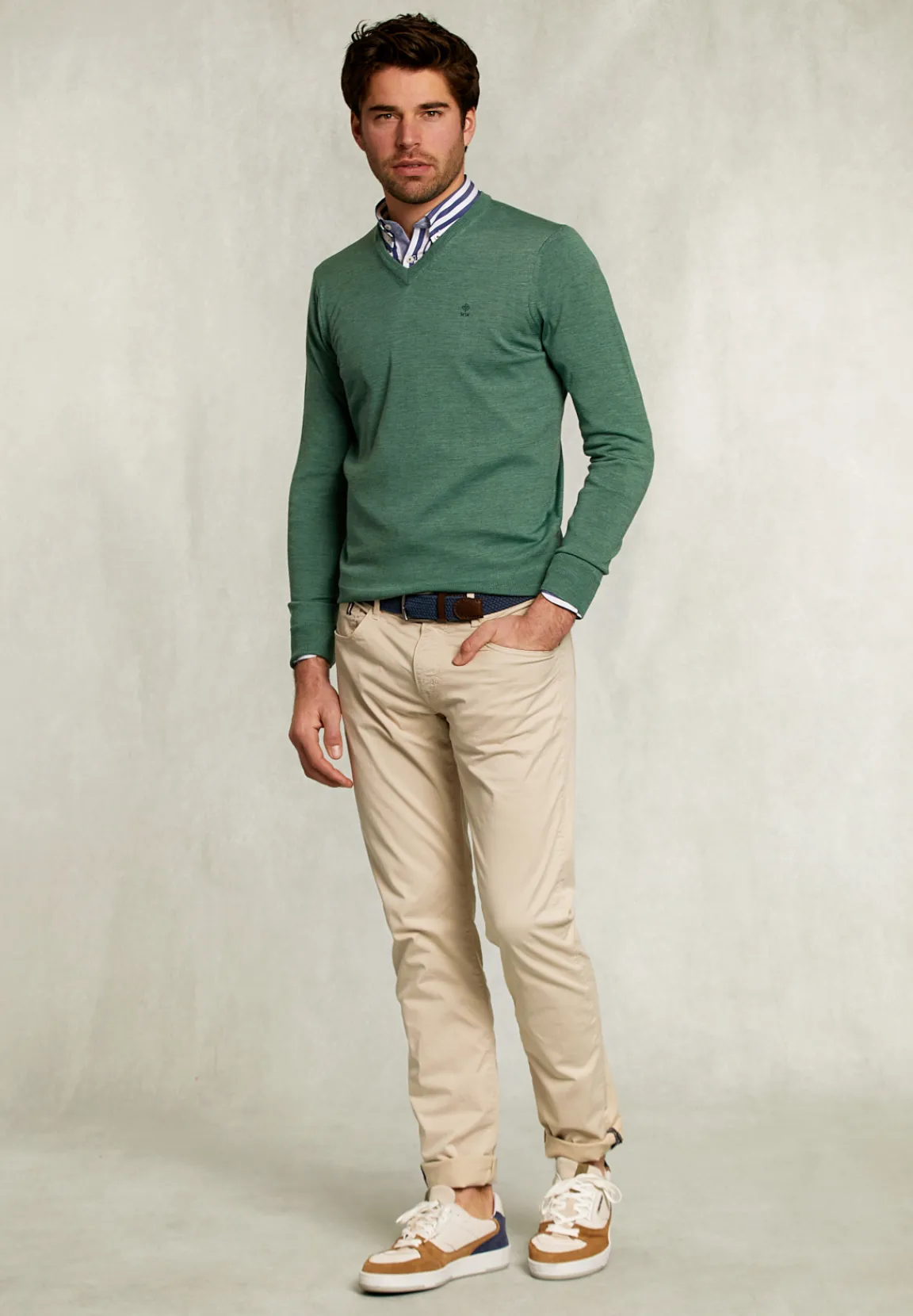 Clearance River Woods Custom fit merino V-hals trui equator mix -