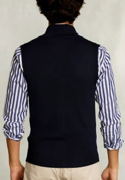 Outlet River Woods Custom fit mouwloze merino cardigan navy -