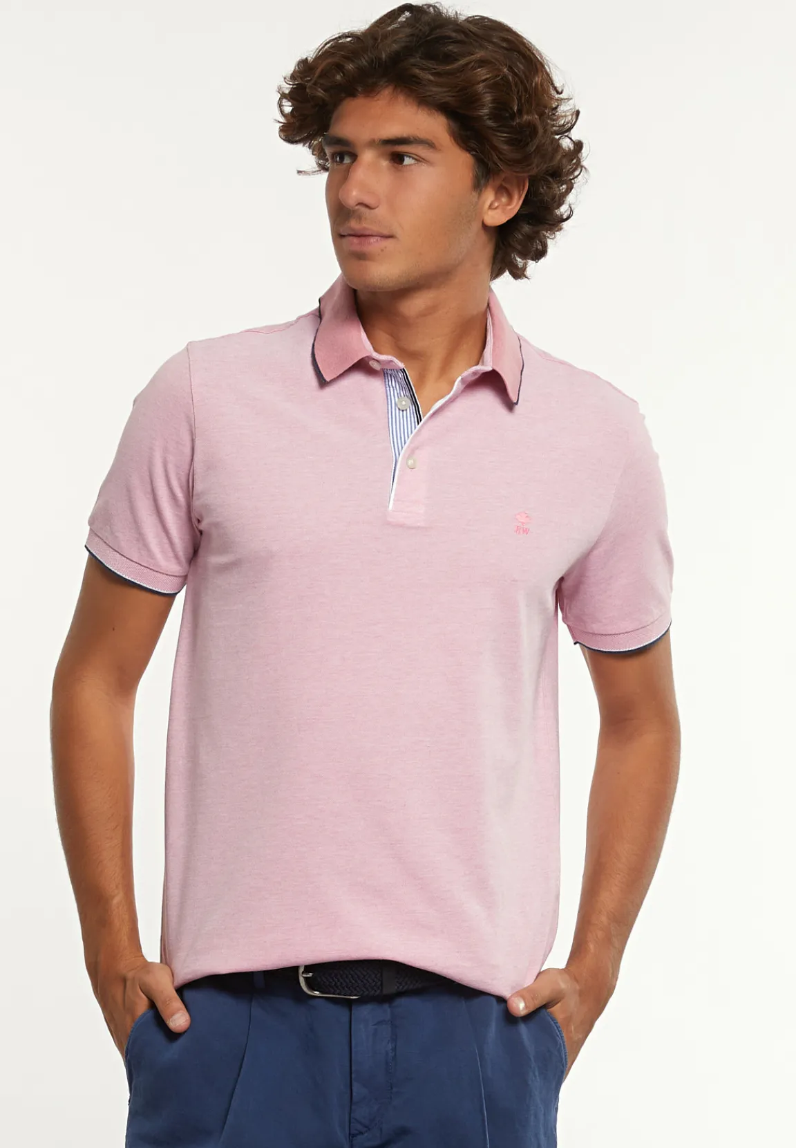 Hot River Woods Custom fit pima katoen fantasie polo dk flamingo -