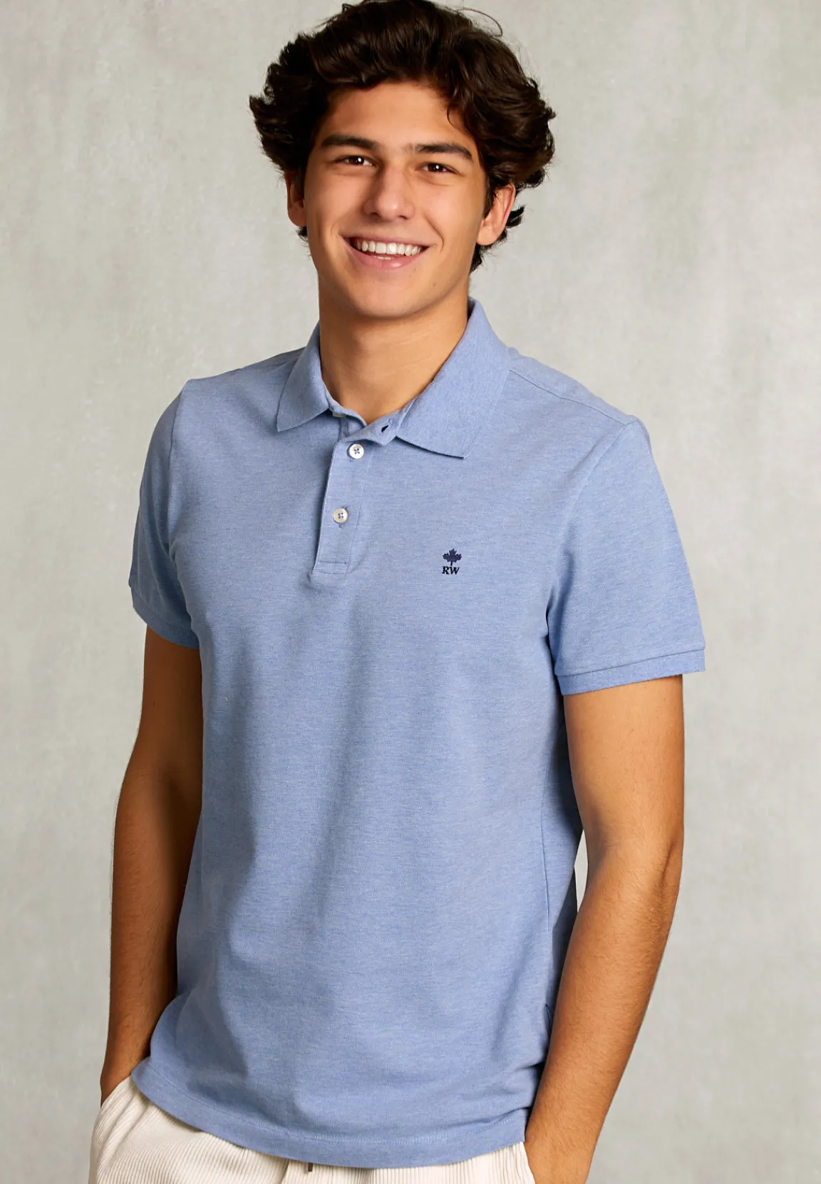 Clearance River Woods Custom fit pima katoen polo blue gin mix -