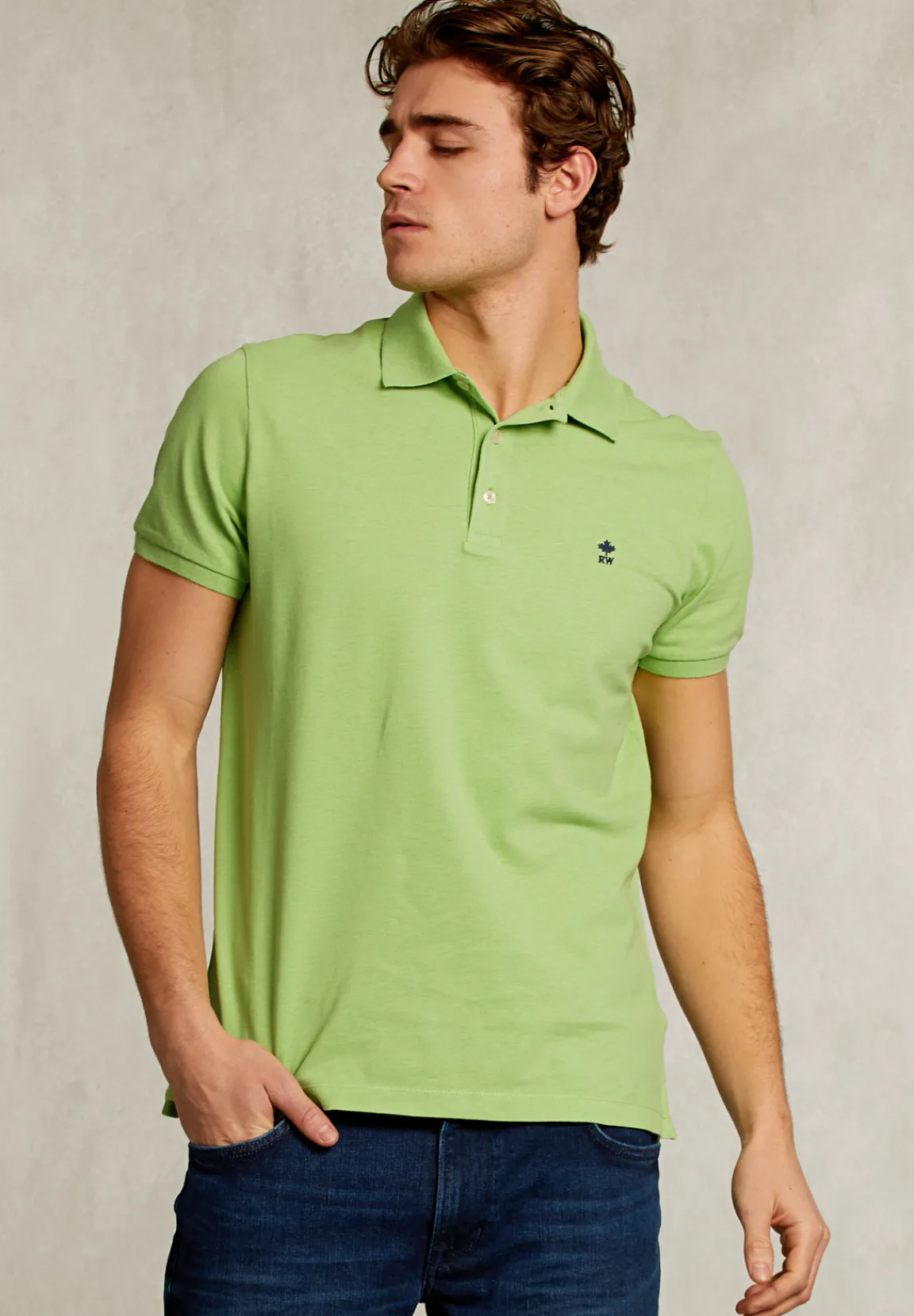 Sale River Woods Custom fit pima katoen polo lime mix -