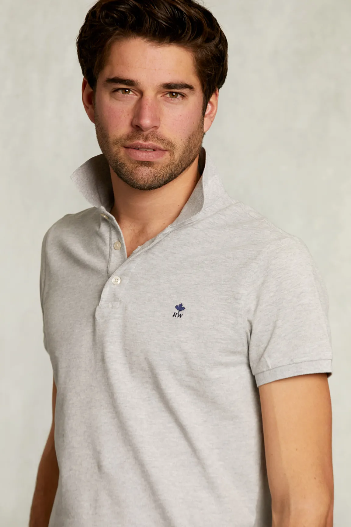 Sale River Woods Custom fit pima katoen polo dark oyster mix -