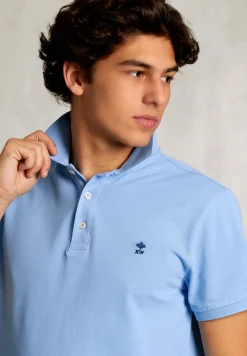 Online River Woods Custom fit pima katoen polo bay blue -
