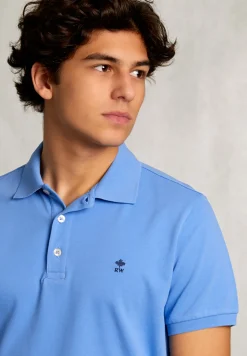 Best River Woods Custom fit pima katoen polo azure -