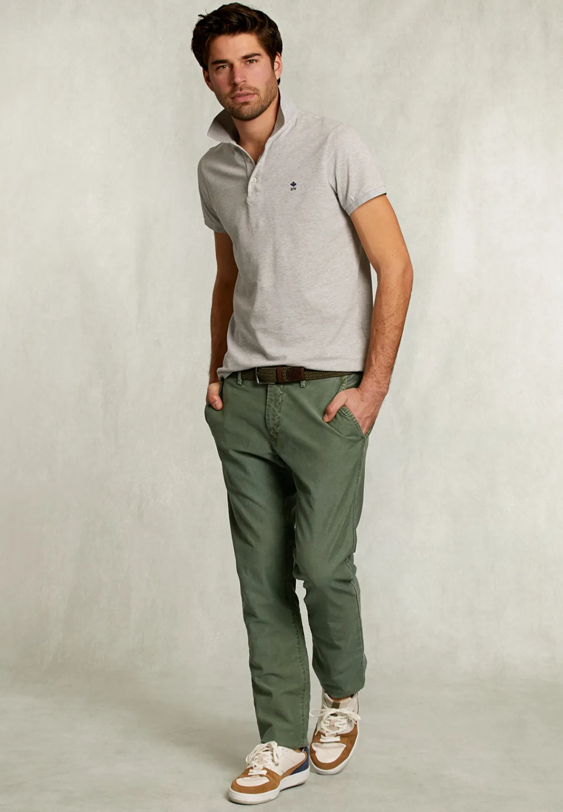Sale River Woods Custom fit pima katoen polo dark oyster mix -