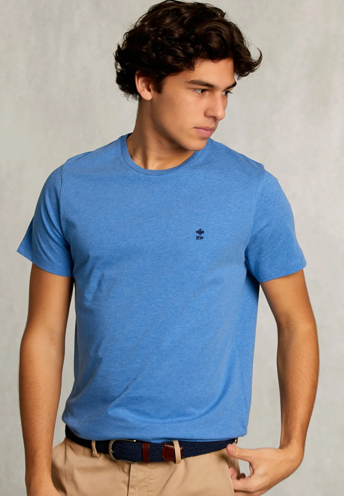 Clearance River Woods Custom fit pima katoen T-shirt ocean mix -