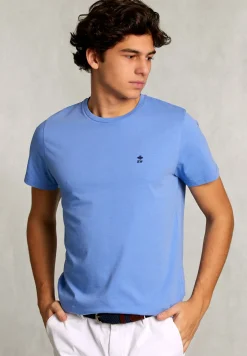 Outlet River Woods Custom fit pima katoen T-shirt atlantic -