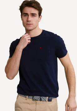 Hot River Woods Custom fit pima katoen T-shirt borstzak navy -
