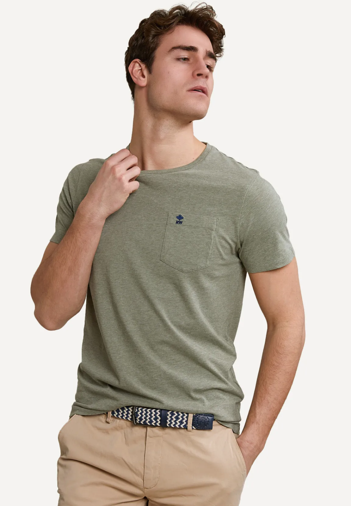 Fashion River Woods Custom fit pima katoen T-shirt borstzak safari mix -