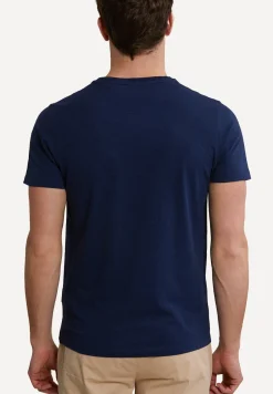 New River Woods Custom fit pima katoen T-shirt borstzak oxford blue mix -