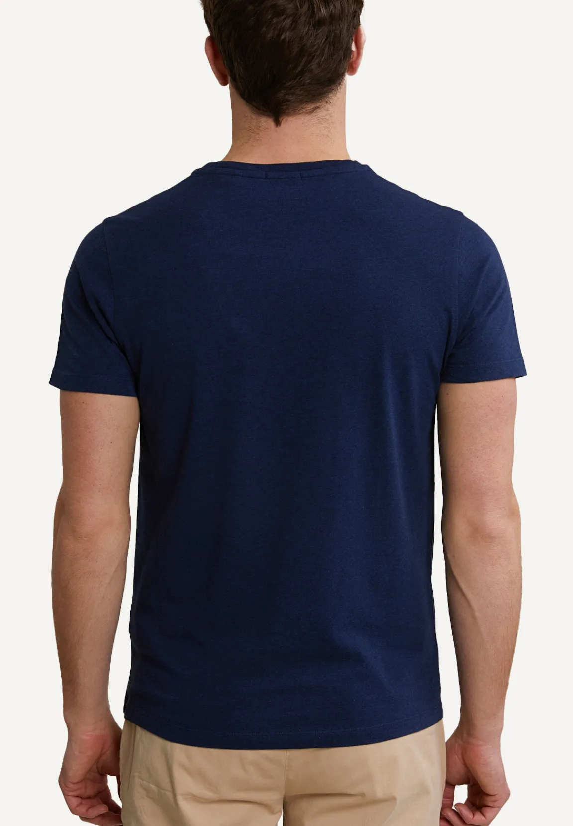 New River Woods Custom fit pima katoen T-shirt borstzak oxford blue mix -