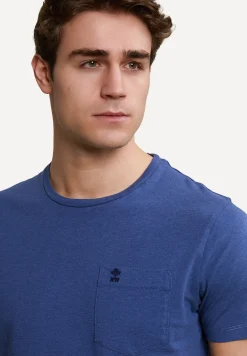 Discount River Woods Custom fit pima katoen T-shirt borstzak denim melange -