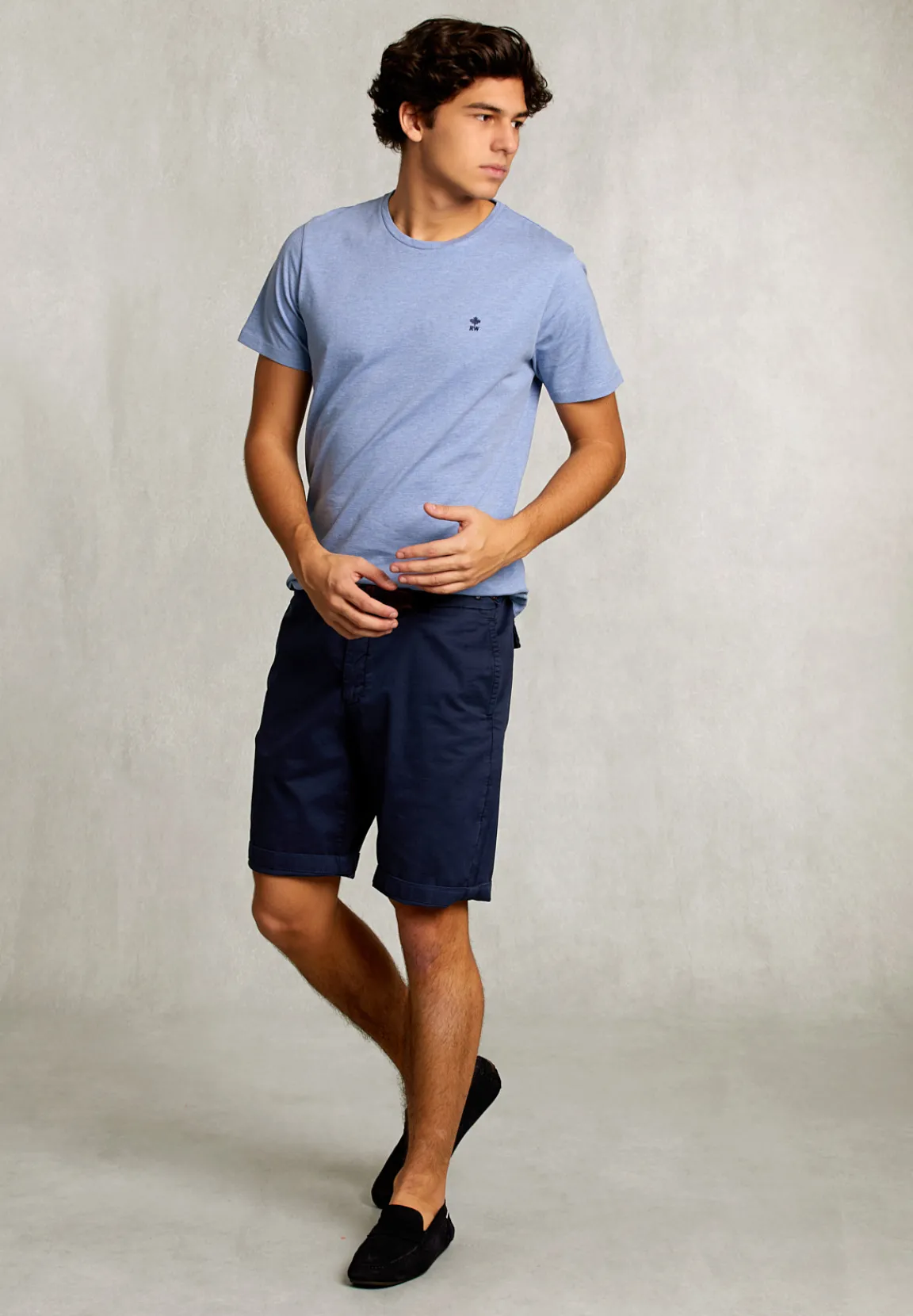 Sale River Woods Custom fit pima katoen T-shirt blue gin mix -