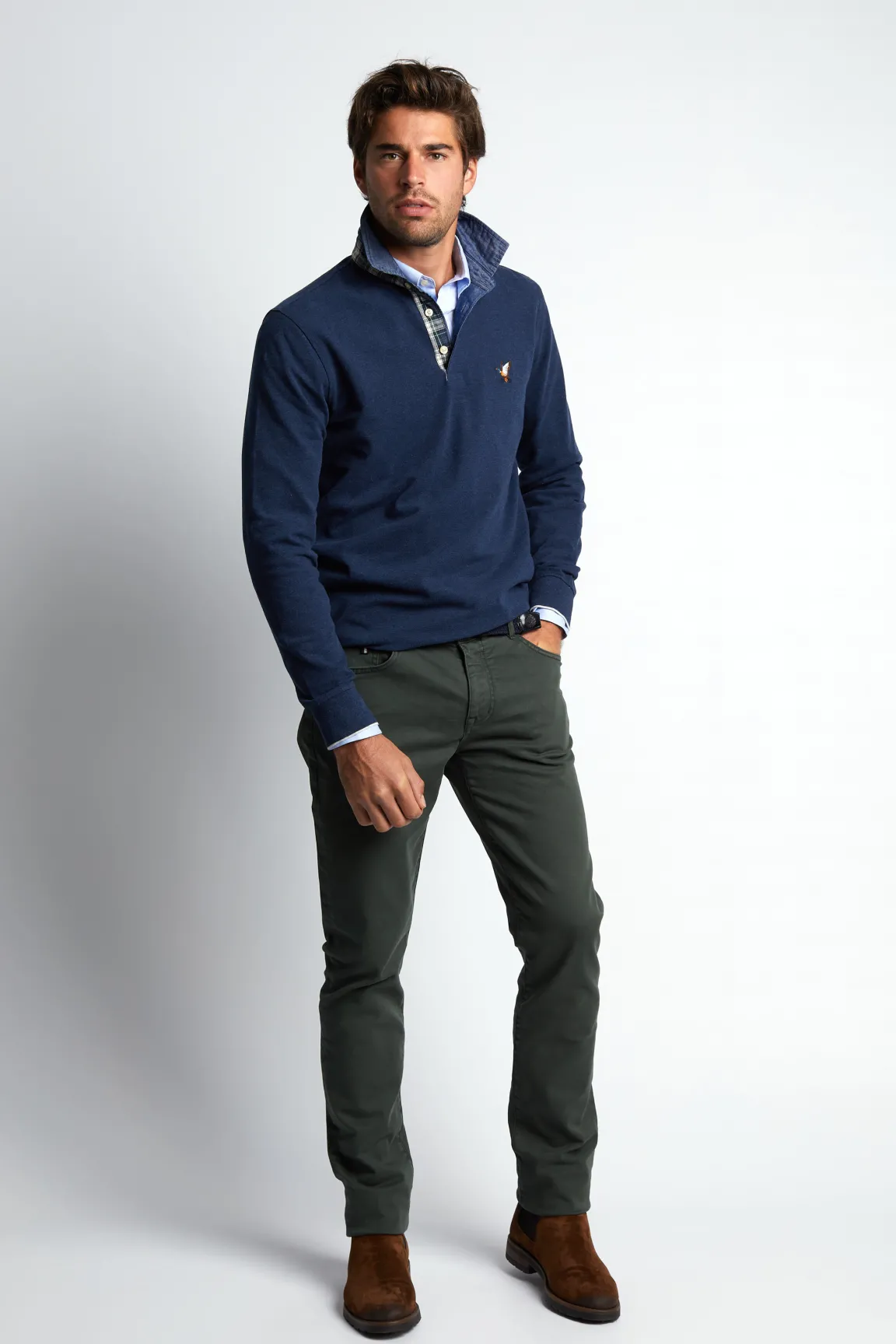 Outlet River Woods Custom fit polo in katoen in blauw -