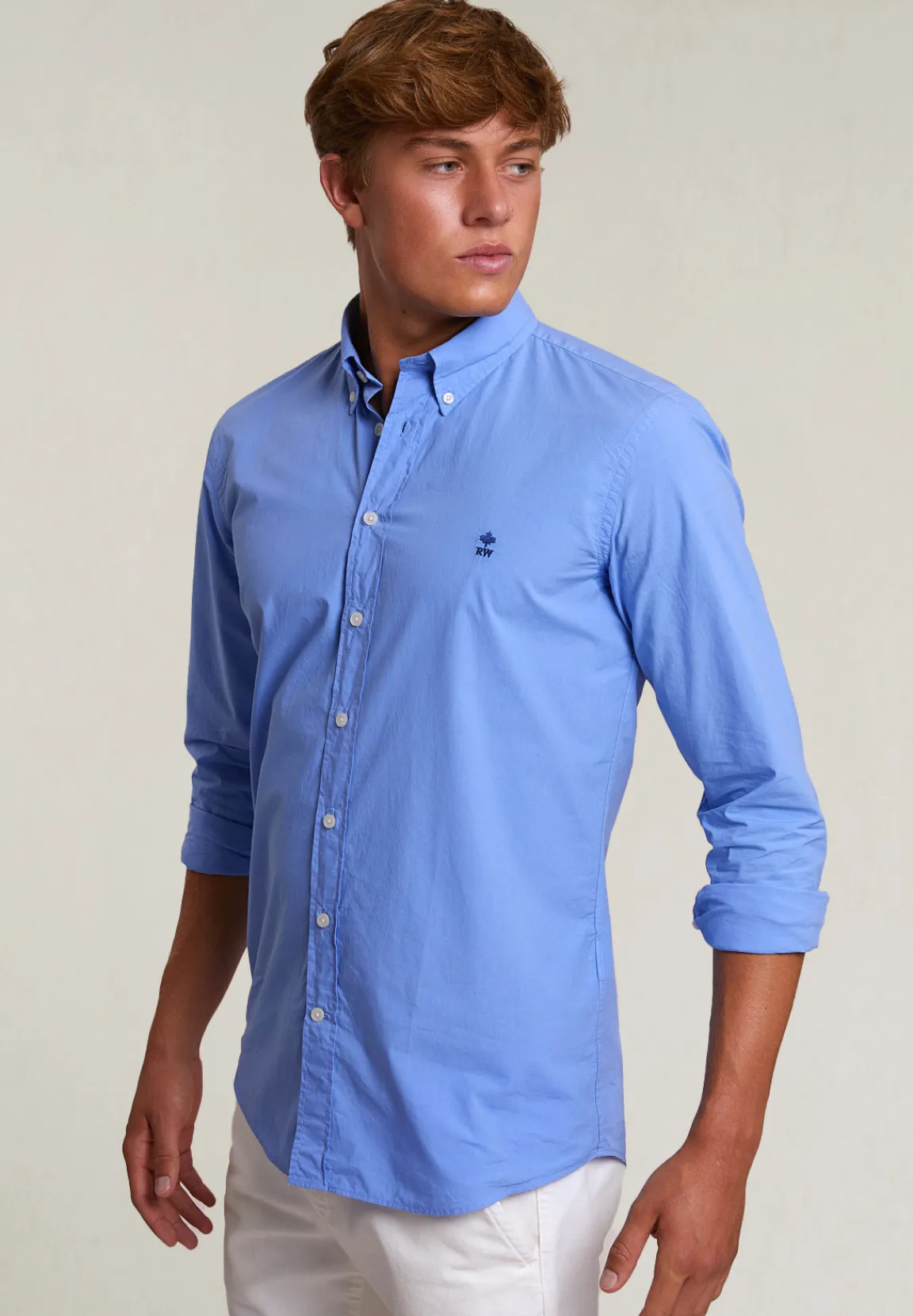 Sale River Woods Custom fit popeline hemd lt caribbean blue -