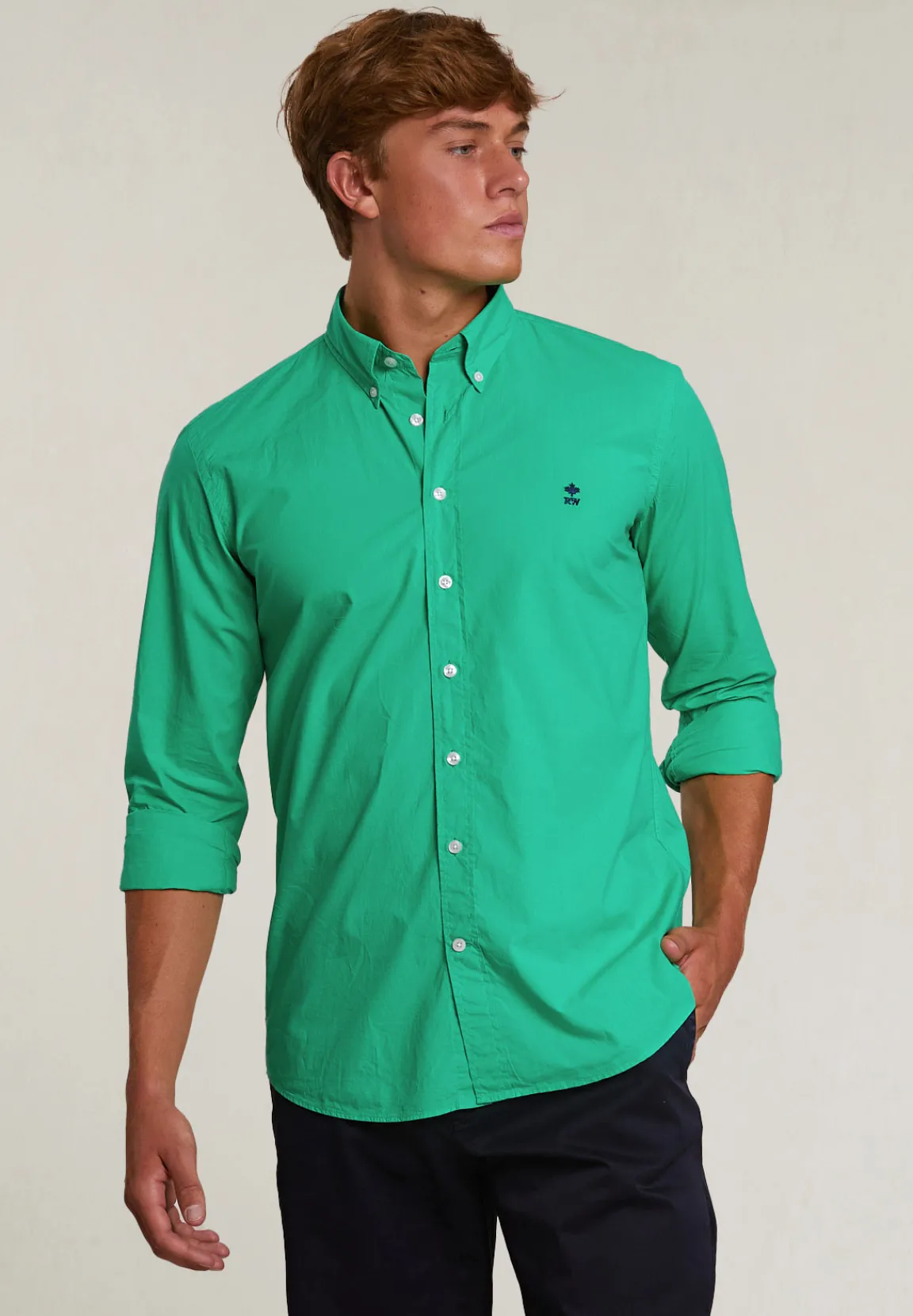 Clearance River Woods Custom fit popeline hemd jungle green -