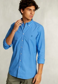 Outlet River Woods Custom fit popeline hemd azure -