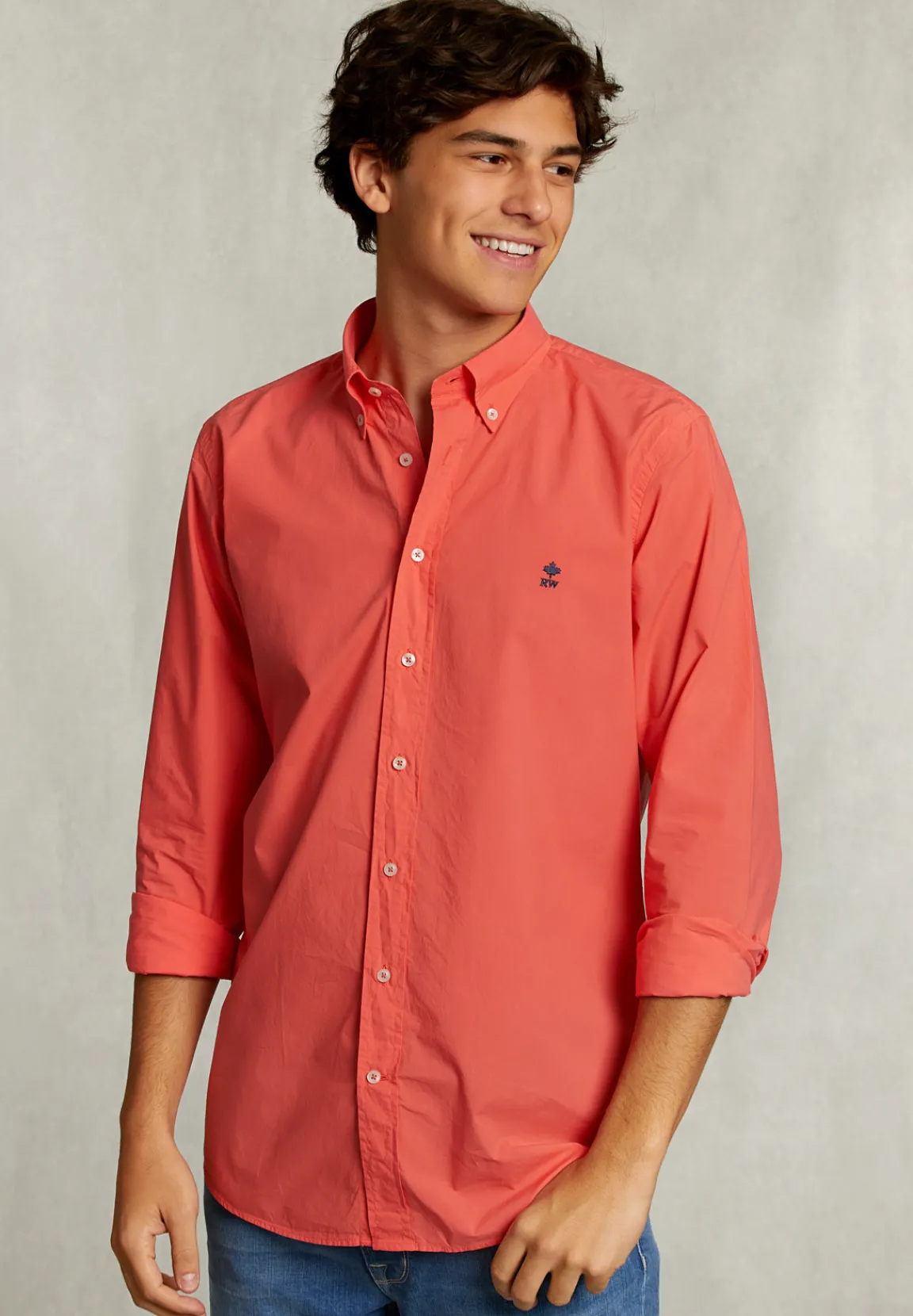 Clearance River Woods Custom fit popeline hemd roze -