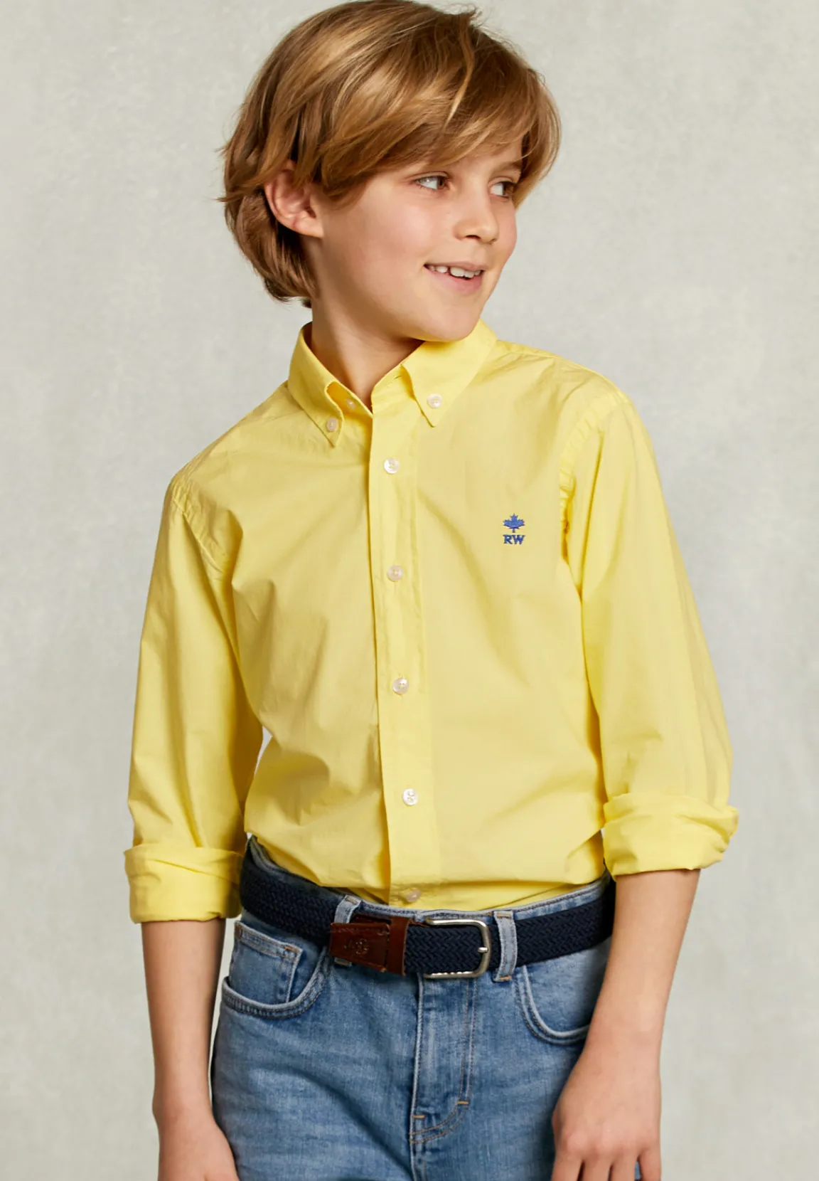 New River Woods Custom fit popeline hemd banana -