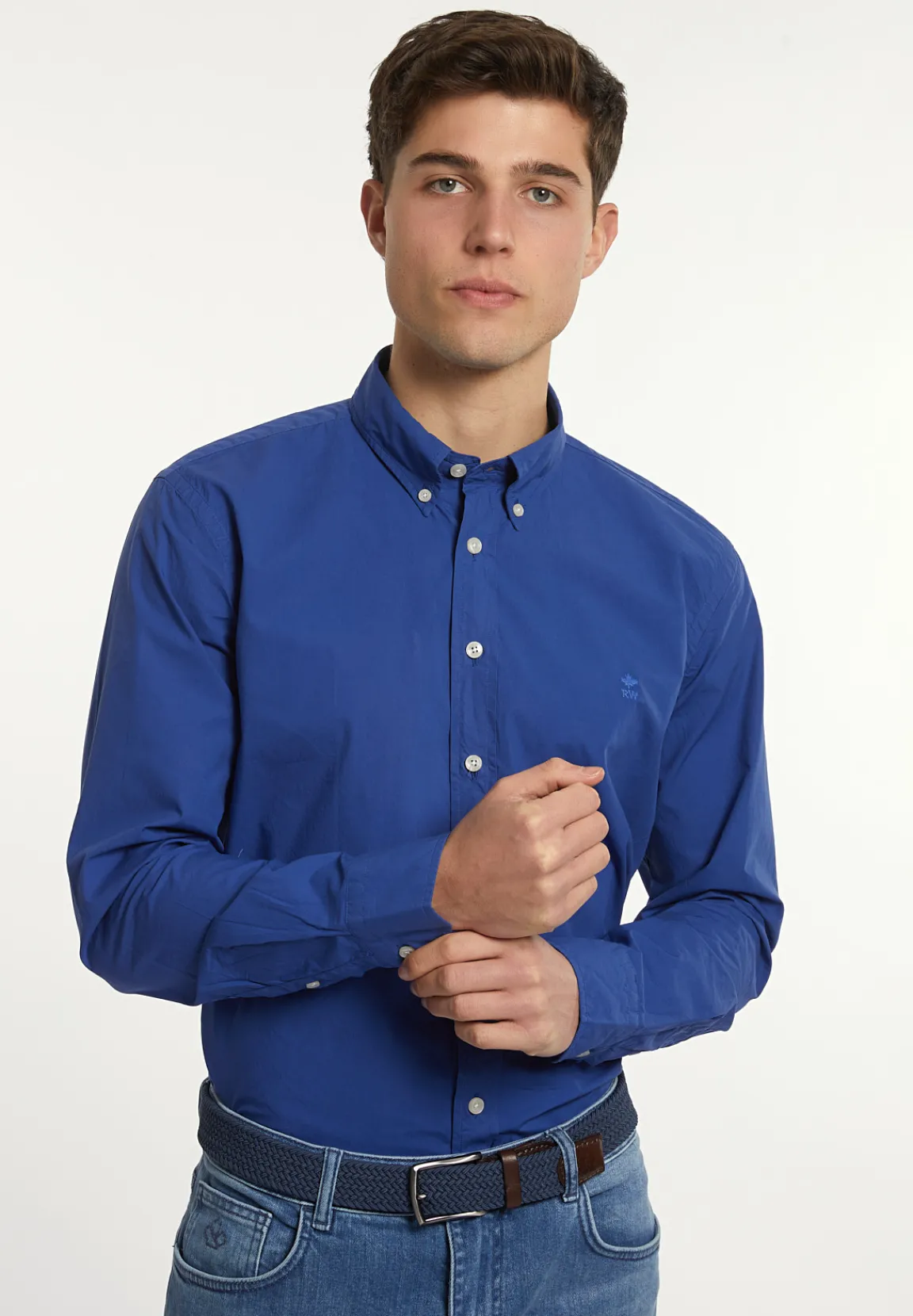 Online River Woods Custom fit popeline hemd yale blue -