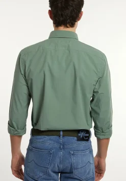 Outlet River Woods Custom fit popeline hemd safari green -