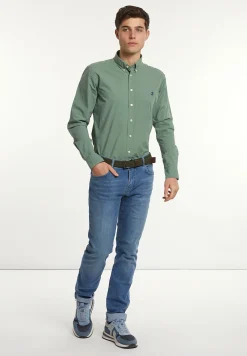Outlet River Woods Custom fit popeline hemd safari green -