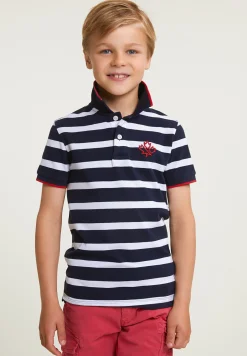 Outlet River Woods Custom fit sportieve gestreepte polo navy -