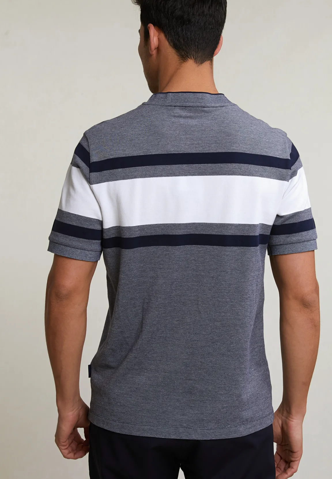 Fashion River Woods Custom fit sportieve gestreepte T-shirt navy -