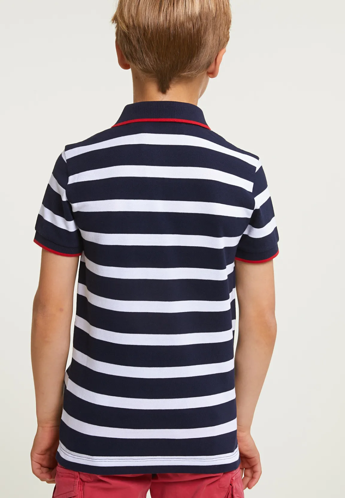 Outlet River Woods Custom fit sportieve gestreepte polo navy -