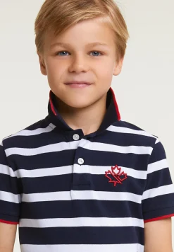 Outlet River Woods Custom fit sportieve gestreepte polo navy -