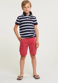 Outlet River Woods Custom fit sportieve gestreepte polo navy -