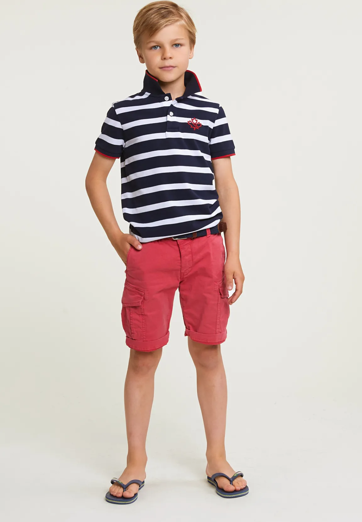 Outlet River Woods Custom fit sportieve gestreepte polo navy -
