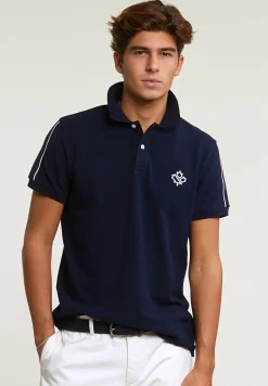 Hot River Woods Custom fit sportieve stretch polo navy -