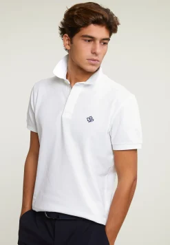 Clearance River Woods Custom fit sportieve stretch polo écru -