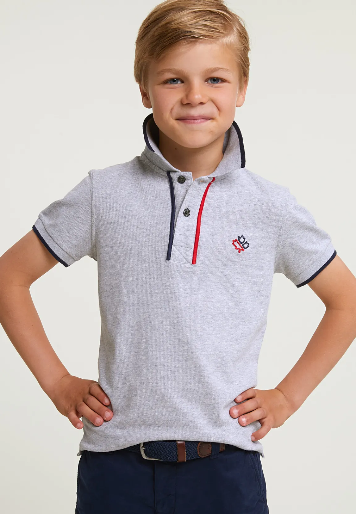 Online River Woods Custom fit sportieve stretch polo light grey -
