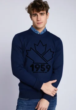 New River Woods Custom fit trui met ronde hals in blauw -