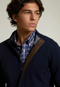 Discount River Woods Custom fit trui opstaande kraag navy -