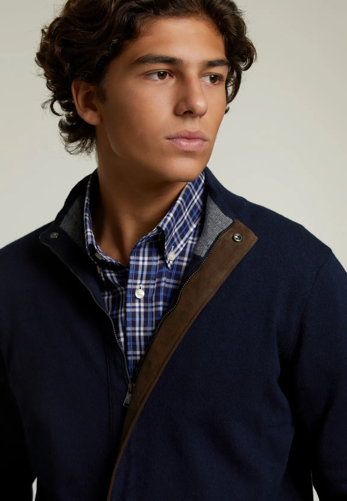 Discount River Woods Custom fit trui opstaande kraag navy -