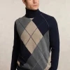 Online River Woods Custom fit wol-kasjmier argyle rolkraagtrui navy -