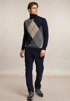 Online River Woods Custom fit wol-kasjmier argyle rolkraagtrui navy -
