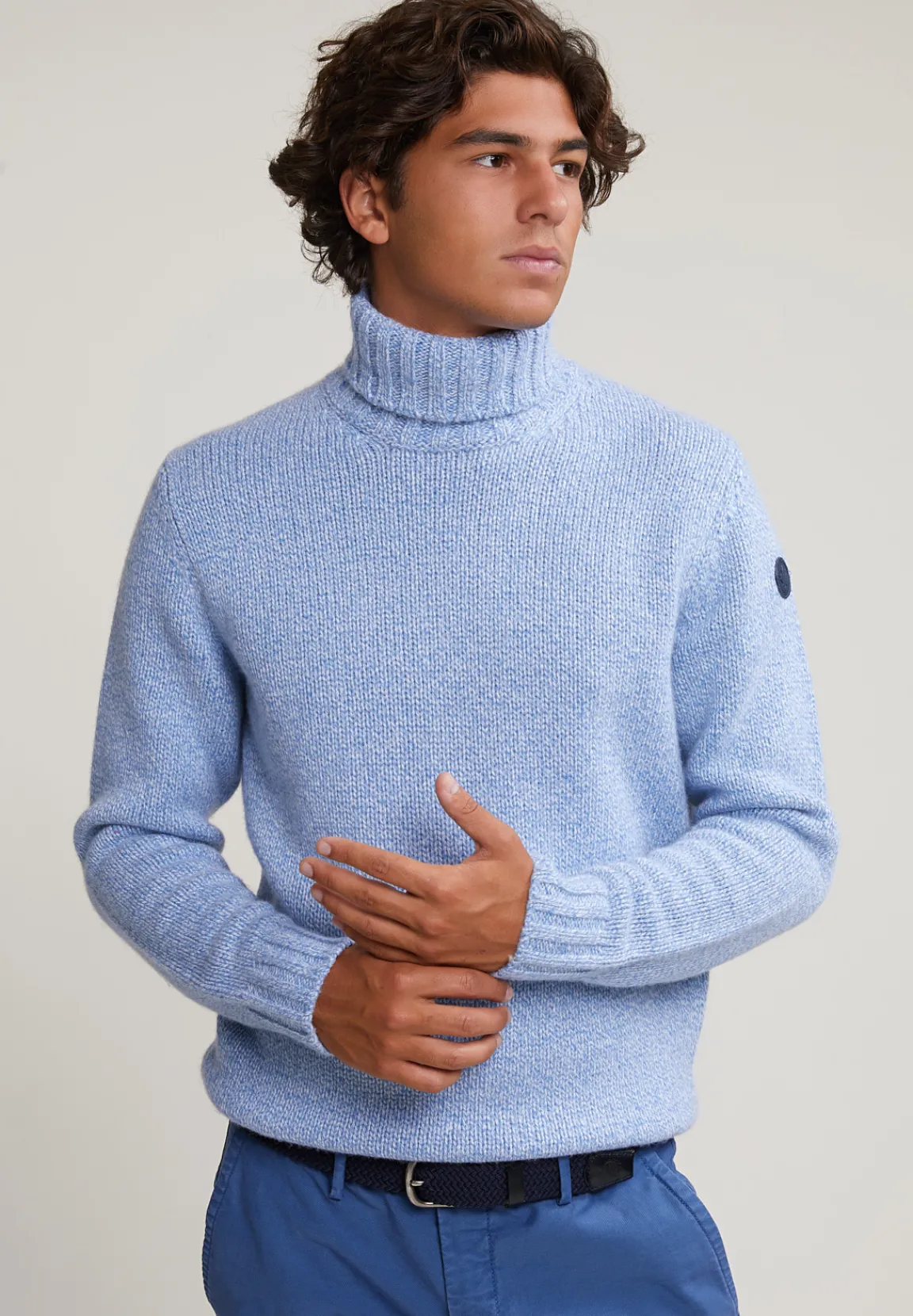 New River Woods Custom fit wol-kasjmier trui - sky mix -