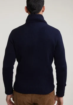 Hot River Woods Custom fit wol-kasjmier trui opstaande kraag navy -