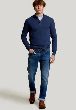 Online River Woods Custom fit wol-kasjmier trui dk denim mix -
